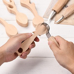 Cuillère vierge en bois inachevé&nbsp;DIY-E026-11