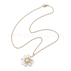 Стеклянные и стеклянные жемчужные бусины подвески ожерелья для женщин&nbsp;NJEW-MZ00106-05