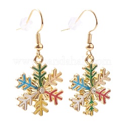 Pendientes colgantes de copo de nieve de esmalte de aleación para navidad&nbsp;X-EJEW-JE04461