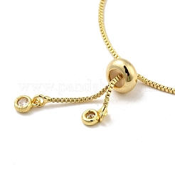 Bracelet coulissant en perles de colonne en laiton avec placage en rack avec zircone cubique transparente pour femme&nbsp;BJEW-F432-02G