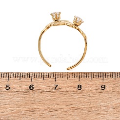 Anelli a bracciale regolabili da donna in acciaio inossidabile 304 con zirconi cubici trasparenti&nbsp;RJEW-T029-02G