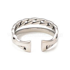 Некорневой 304 нержавеющая сталь двойная линия открытое кольцо-манжета для женщин&nbsp;RJEW-I096-13P