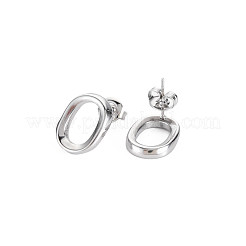 Boucles d'oreilles à tige ovales creuses en acier inoxydable 304 anti-ternissement pour femme&nbsp;EJEW-N097-004P