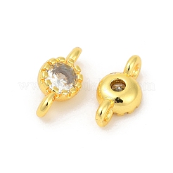 Breloques de connecteur rondes plates en laiton et zircone cubique&nbsp;KK-H204-02G-04