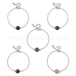 Halbrunde Gliederarmbänder aus Natursteinperlen&nbsp;BJEW-JB14120