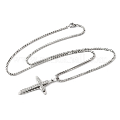 201 кулон-крест из нержавеющей стали с кристаллами и стразами&nbsp;LS-NJEW-H065-11P