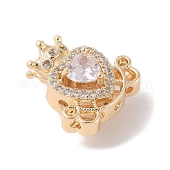 Золотистые латунные бусины с цирконием микро паве&nbsp;KK-B100-036G-01