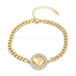 Латунные браслеты с микропаве из чистого кубического циркония&nbsp;LS-BJEW-M050-03G-02