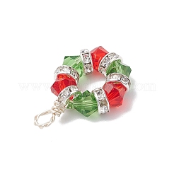 2 шт. 2-цветные подвески из искусственного австрийского хрусталя K9 и латунного хрустального камня с шестигранными бусинами&nbsp;PALLOY-JF04344