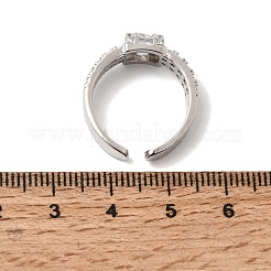 Offene Manschettenringe aus Messing mit Mikropavé und Zirkonia für Damen&nbsp;RJEW-L343-04P-04