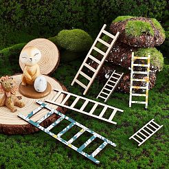 60 échelle miniature en bois brut de style 4 pièces&nbsp;FIND-FH0004-96