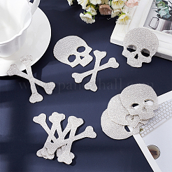 6 Set Totenkopfknochen-Glitzer-Strass&nbsp;DIY-FH0003-71