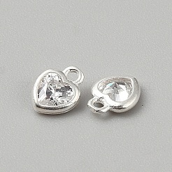 925 ciondolo a forma di cuore in argento sterling con zirconi cubici trasparenti&nbsp;LS-STER-WH0007-11S