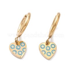 3 par de aretes colgantes de argolla con corazón esmaltado de 3 estilos&nbsp;EJEW-B020-11G