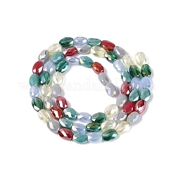 Fili di perline di vetro opache e trasparenti con effetto giada galvanizzata.&nbsp;EGLA-Q135-4x6MM-01G