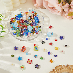 170шт 7 стиля стеклянные бусины миллефиори ручной работы&nbsp;LK-PA0001-01