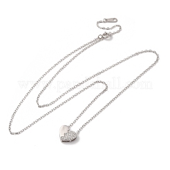 925 Halskette mit Herzanhänger aus Sterlingsilber mit Mikropavé und klarem Zirkonia für Damen&nbsp;NJEW-D316-04P