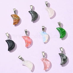 10 шт. подвески из натуральных и синтетических смешанных драгоценных камней в форме луны&nbsp;G-YW0002-21