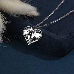 Женское ожерелье с подвеской в виде сердца и карты из нержавеющей стали 201&nbsp;FS-WGB4230-02