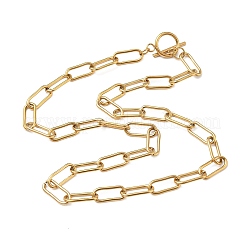 304 нержавеющая сталь цепочки-скрепки ожерелья&nbsp;NJEW-Z102-02G