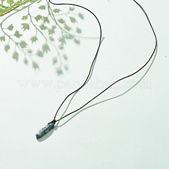 Collar con colgante de pepita india natural con cordón de cuero de vaca&nbsp;NJEW-JN03882-03