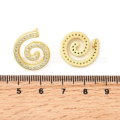 Pendientes de botón con micropavé de latón en espiral de vórtice y circonitas cúbicas transparentes&nbsp;EJEW-L305-05G-02