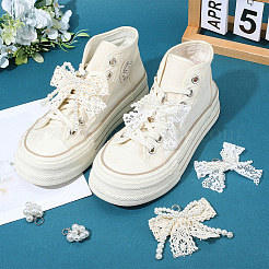 8 шт. 4 стиля подвесные украшения из искусственного жемчуга и полиэстера из АБС-пластика&nbsp;HJEW-GF0001-53