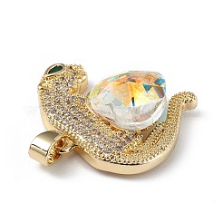 Настоящие 18-каратные позолоченные подвески из латуни с микропаве из прозрачного кубического циркония&nbsp;KK-C015-13G-13