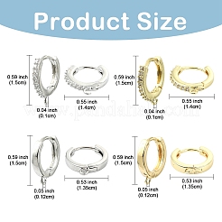 16 Stück 4 Stile Messing Micro Pave klare Zirkonia Huggie Hoop Ohrring Zubehörse&nbsp;EJEW-YW0001-19