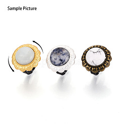 Base de bague de tasse ajustable en alliage de fer et à motif floral&nbsp;MAK-T012-07G
