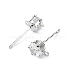 Фурнитура для сережек-гвоздиков из латуни с прозрачным кубическим цирконием&nbsp;XGR0102P-117P