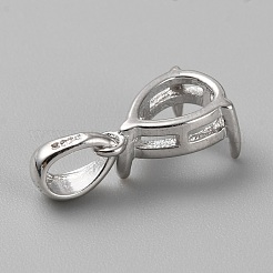 Rhodinierte Sterlingsilber-Anhänger-Cabochon-Fassungen&nbsp;LS-STER-WH0016-07P