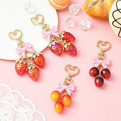 4 шт. подвеска из акрила в виде клубники и вишни&nbsp;HJEW-CJ00090
