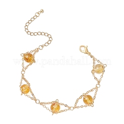 Браслеты из круглых бусин из натурального желтого кварца для женщин&nbsp;BJEW-JB12149-03