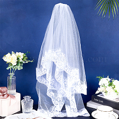 Veli da sposa in tulle a maglia lunga in poliestere con pettini&nbsp;OHAR-WH0029-09A