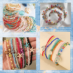 Наборы для изготовления браслетов из круглых стеклянных бусин своими руками&nbsp;DIY-SP0003-50