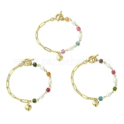 Herz-Charm-Armbänder aus Messing&nbsp;BJEW-JB13613