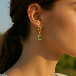 3 пара двухцветных серег-колец с микропаве из латуни и кубическими цирконами&nbsp;EJEW-GO0003-21