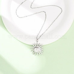 Colliers à pendentif soleil en acier inoxydable 304 avec chaîne câble pour hommes et femmes&nbsp;NJEW-K308-04E-P