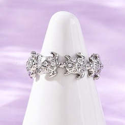 Mikropavé-Manschettenringe aus klarem Zirkonia aus Messing für Damen&nbsp;RJEW-G345-01P