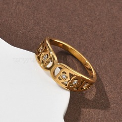 Кольца из нержавеющей стали 304 с кубическим цирконием для женщин&nbsp;RJEW-F189-03G