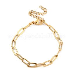 Placage ionique (ip) 304 bracelets de chaîne de trombone en acier inoxydable pour femmes, or, 6-1/8 pouce (15.5 cm)