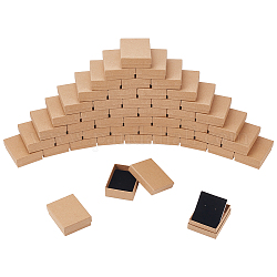 Nbeads 48pcs Kraft Cotton Filled Cardboard Paper Jewelry Set Boxes, for Ring, Necklace, with Sponge inside, Rectangle, Tan, 9x7x3cm, Inner Size: 8.5x6.4x1.7cm