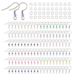 SUPERFINDINGS 130Pcs 13 Colors 316 Surgical Stainless Steel Earring Hooks, Ear Wire, French Hooks with Coil and Ball, with 130Pcs 304 Stainless Steel Jump Rings and 130Pcs Plastic Ear Nuts, Mixed Color, 19.5mm, Hole: 2mm, Pin: 0.7mm, 10Pcs/color