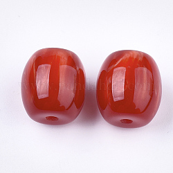 Abalorios de resina, de piedras preciosas de imitación, oval, rojo, 17~17.5x16mm, agujero: 3 mm
