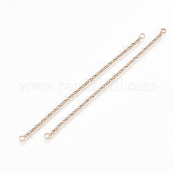 Connecteurs de maillons de chaîne en laiton, or rose, 73~74x1x1mm, Trou: 1.6mm