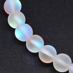 Synthetical Moonstone Beads Strands, Frosted, Dyed, Round, Clear, 12mm, Hole: 1mm, about 33pcs/strand, 15.5inch