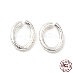925 anello di salto aperto in argento sterling, ovale, argento, 18 gauge, 6.35x5x1mm, diametro interno: 3x5.3mm, circa 90pcs/10g