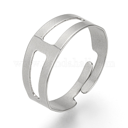 Ajustable 304 bases del anillo de dedo del acero inoxidable, color acero inoxidable, tamaño: 8, 18mm