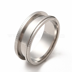 201 ajuste de anillo de dedo ranurado de acero inoxidable, núcleo de anillo en blanco, para hacer joyas con anillos, color acero inoxidable, diámetro interior: 20 mm, Ranura: 3.7mm